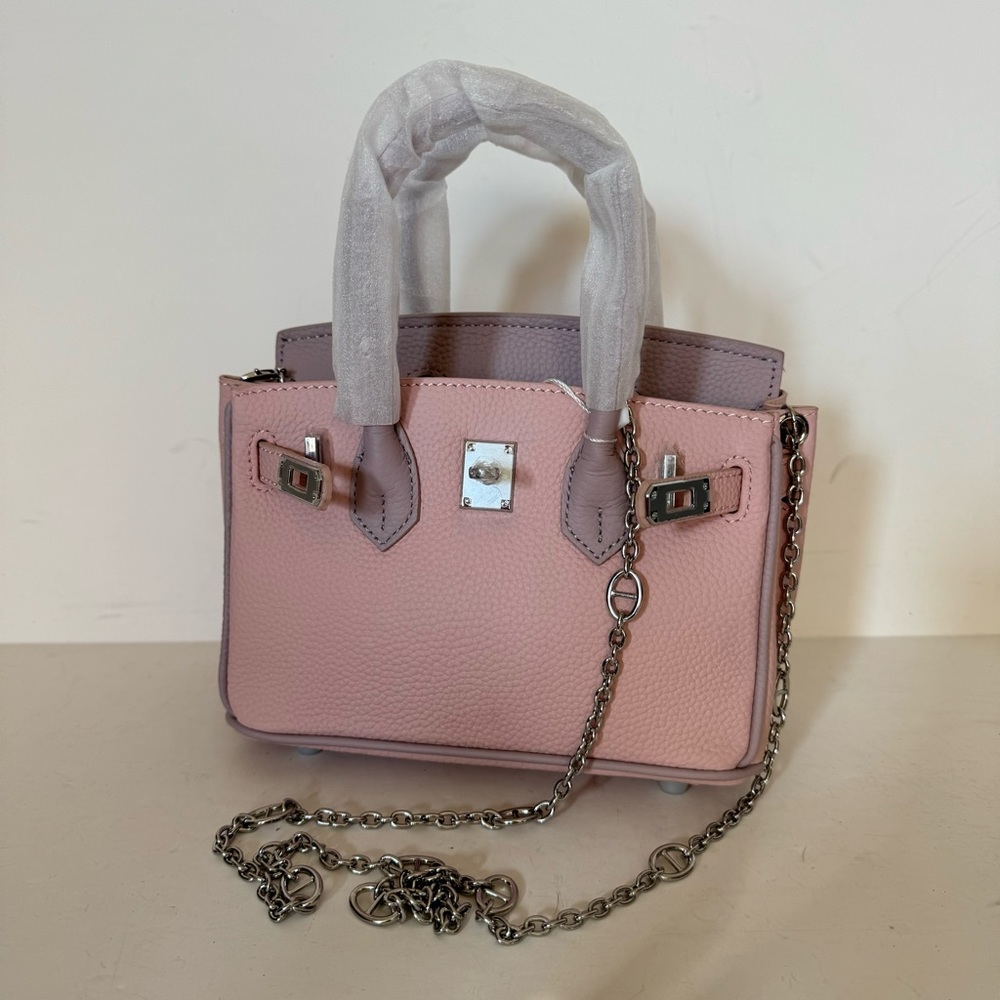 *FLAW Pink Lavender Colorblock 20 Lock Key Doctor's Bag Satchel Crossbody T14 - Picture 13 of 13